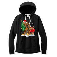 Bigfoot Christmas Tree Lights Xmas Sasquatch Lovers Women's Fleece Hoodie