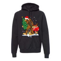 Bigfoot Christmas Tree Lights Xmas Sasquatch Lovers Premium Hoodie