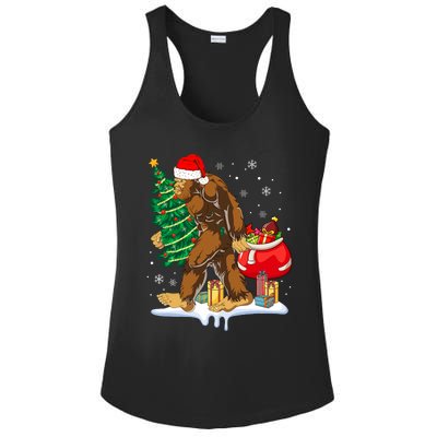 Bigfoot Christmas Tree Lights Xmas Sasquatch Lovers Ladies PosiCharge Competitor Racerback Tank