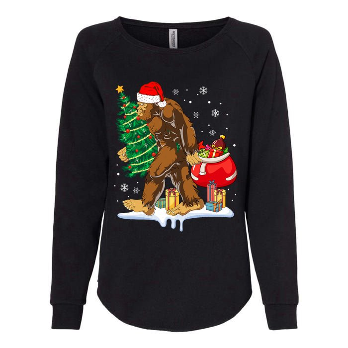 Bigfoot Christmas Tree Lights Xmas Sasquatch Lovers Womens California Wash Sweatshirt