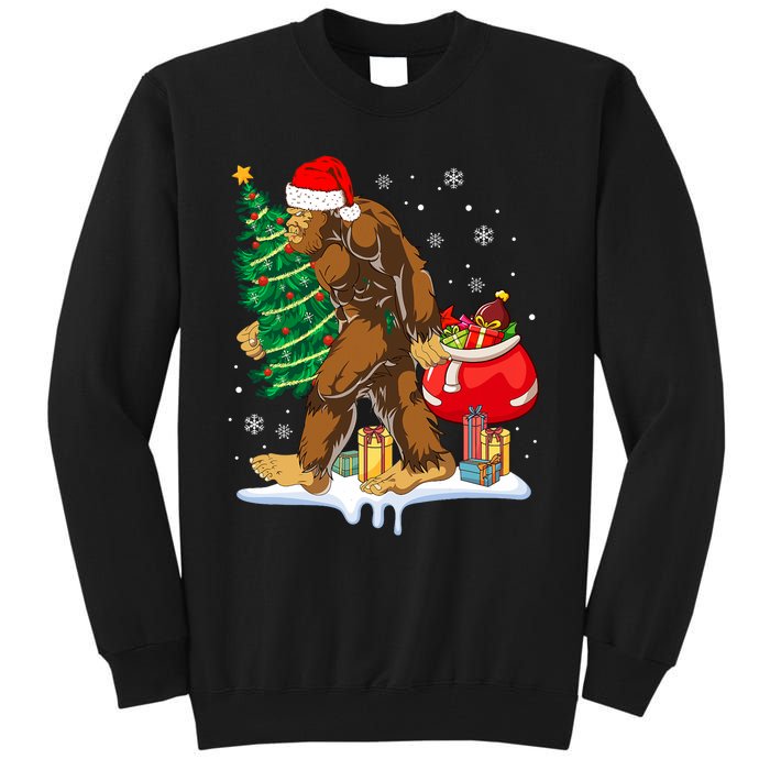 Bigfoot Christmas Tree Lights Xmas Sasquatch Lovers Tall Sweatshirt