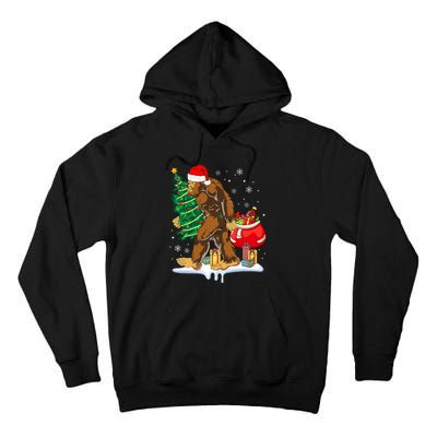 Bigfoot Christmas Tree Lights Xmas Sasquatch Lovers Tall Hoodie