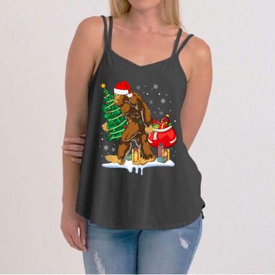 Bigfoot Christmas Tree Lights Xmas Sasquatch Lovers Women's Strappy Tank