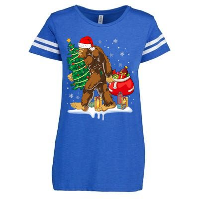 Bigfoot Christmas Tree Lights Xmas Sasquatch Lovers Enza Ladies Jersey Football T-Shirt