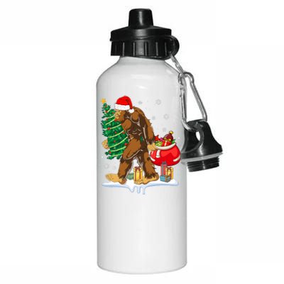 Bigfoot Christmas Tree Lights Xmas Sasquatch Lovers Aluminum Water Bottle