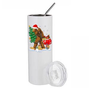 Bigfoot Christmas Tree Lights Xmas Sasquatch Lovers Stainless Steel Tumbler