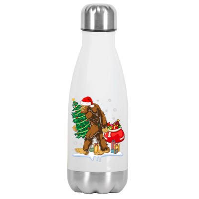 Bigfoot Christmas Tree Lights Xmas Sasquatch Lovers Stainless Steel Insulated Water Bottle