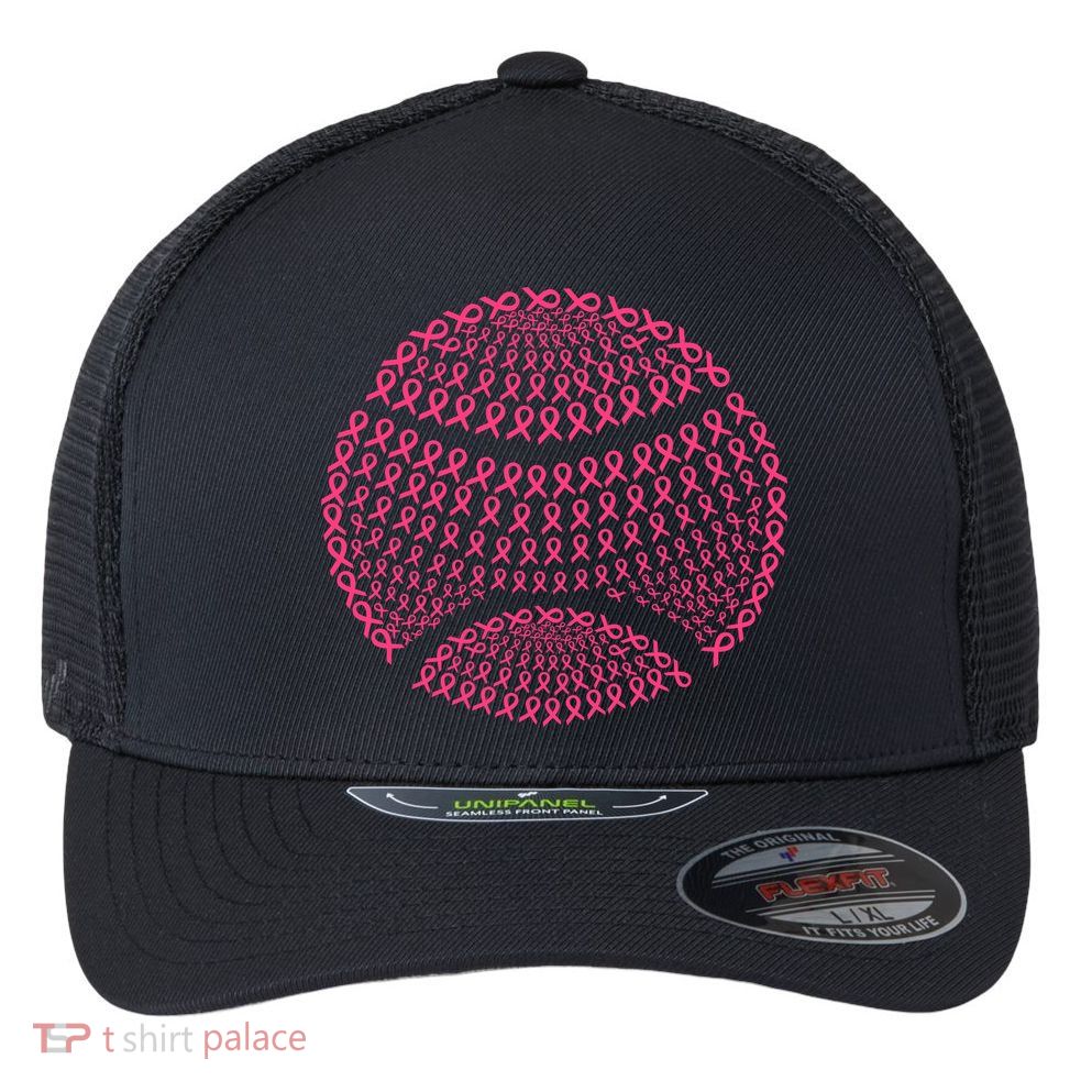 Breast Cancer Tennis Breast Cancer Awareness Tennis Pink Ribbons Flexfit Unipanel Trucker Cap