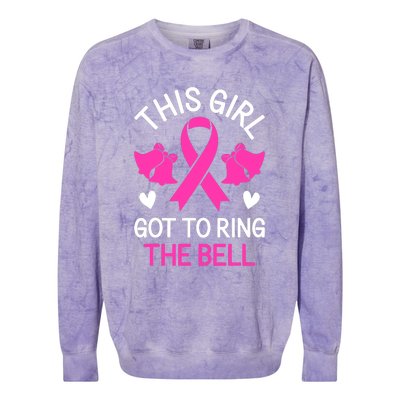 Breast Cancer This Girl Got To Ring The Bell Chemo Grad Colorblast Crewneck Sweatshirt