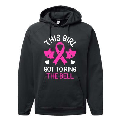 Breast Cancer This Girl Got To Ring The Bell Chemo Grad Performance Fleece Hoodie