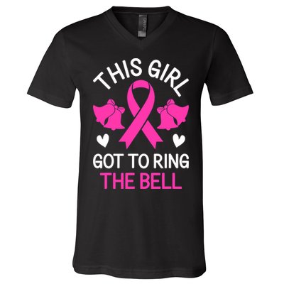 Breast Cancer This Girl Got To Ring The Bell Chemo Grad V-Neck T-Shirt