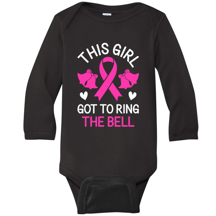 Breast Cancer This Girl Got To Ring The Bell Chemo Grad Baby Long Sleeve Bodysuit