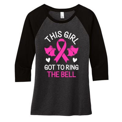 Breast Cancer This Girl Got To Ring The Bell Chemo Grad Women's Tri-Blend 3/4-Sleeve Raglan Shirt