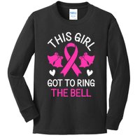 Breast Cancer This Girl Got To Ring The Bell Chemo Grad Kids Long Sleeve Shirt