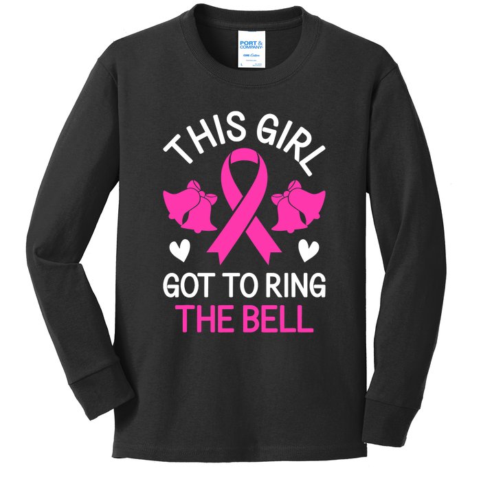 Breast Cancer This Girl Got To Ring The Bell Chemo Grad Kids Long Sleeve Shirt