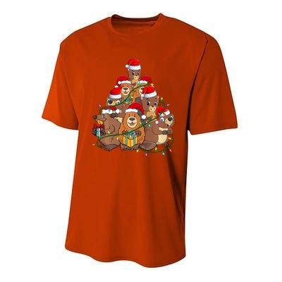 Beavers Christmas Tree Lights Xmas Pajamas For Family Performance Sprint T-Shirt