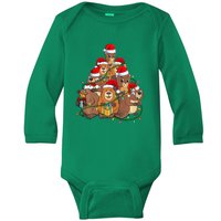 Beavers Christmas Tree Lights Xmas Pajamas For Family Baby Long Sleeve Bodysuit