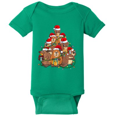 Beavers Christmas Tree Lights Xmas Pajamas For Family Baby Bodysuit