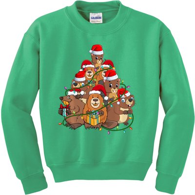 Beavers Christmas Tree Lights Xmas Pajamas For Family Kids Sweatshirt