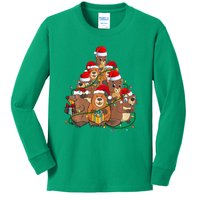 Beavers Christmas Tree Lights Xmas Pajamas For Family Kids Long Sleeve Shirt