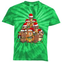 Beavers Christmas Tree Lights Xmas Pajamas For Family Kids Tie-Dye T-Shirt