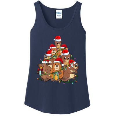 Beavers Christmas Tree Lights Xmas Pajamas For Family Ladies Essential Tank