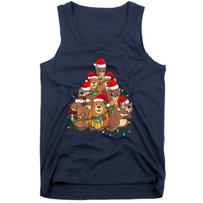 Beavers Christmas Tree Lights Xmas Pajamas For Family Tank Top