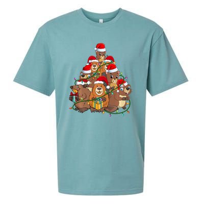 Beavers Christmas Tree Lights Xmas Pajamas For Family Sueded Cloud Jersey T-Shirt