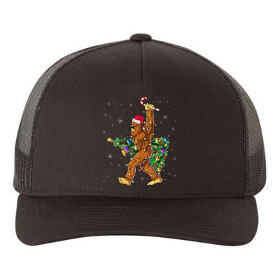 Bigfoot Christmas Tree Lights Xmas  Sasquatch Lovers  Yupoong Adult 5-Panel Trucker Hat