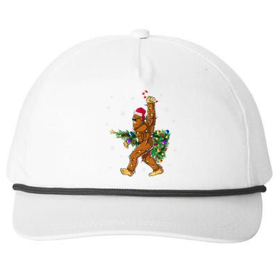 Bigfoot Christmas Tree Lights Xmas  Sasquatch Lovers  Snapback Five-Panel Rope Hat