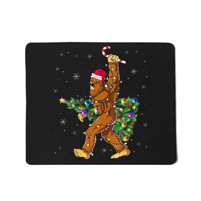 Bigfoot Christmas Tree Lights Xmas  Sasquatch Lovers  Mousepad