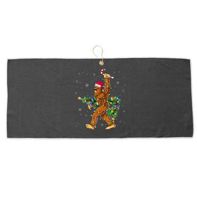 Bigfoot Christmas Tree Lights Xmas  Sasquatch Lovers  Large Microfiber Waffle Golf Towel