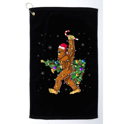 Bigfoot Christmas Tree Lights Xmas  Sasquatch Lovers  Platinum Collection Golf Towel