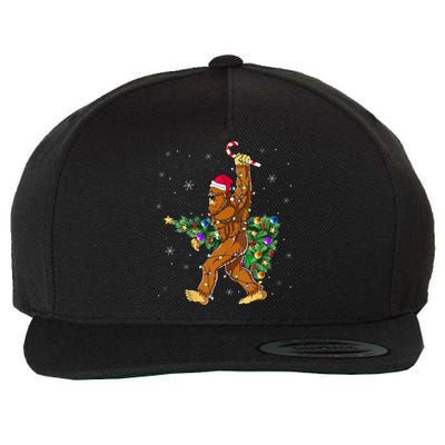 Bigfoot Christmas Tree Lights Xmas  Sasquatch Lovers  Wool Snapback Cap