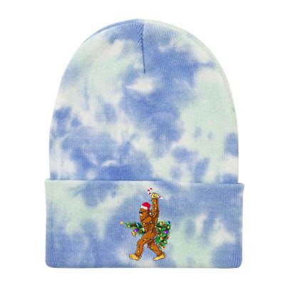 Bigfoot Christmas Tree Lights Xmas  Sasquatch Lovers  Tie Dye 12in Knit Beanie