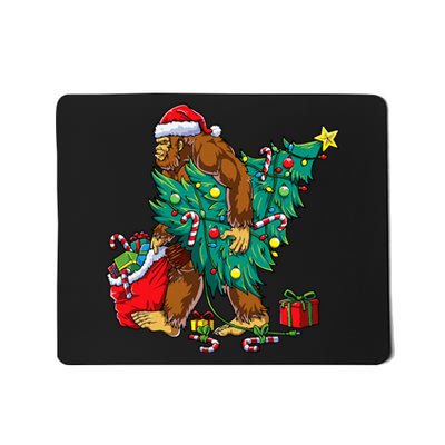 Bigfoot Christmas Tree Lights Xmas Mousepad