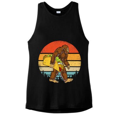 Bigfoot Carrying Taco Funny Cinco De Mayo Sasquatch Ladies PosiCharge Tri-Blend Wicking Tank