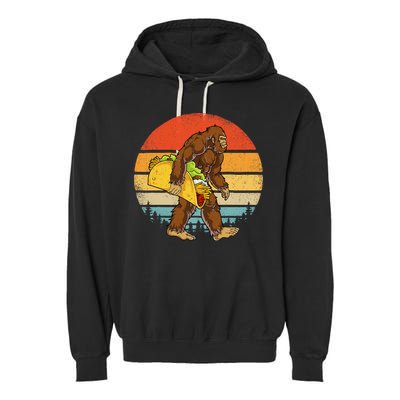 Bigfoot Carrying Taco Funny Cinco De Mayo Sasquatch Garment-Dyed Fleece Hoodie