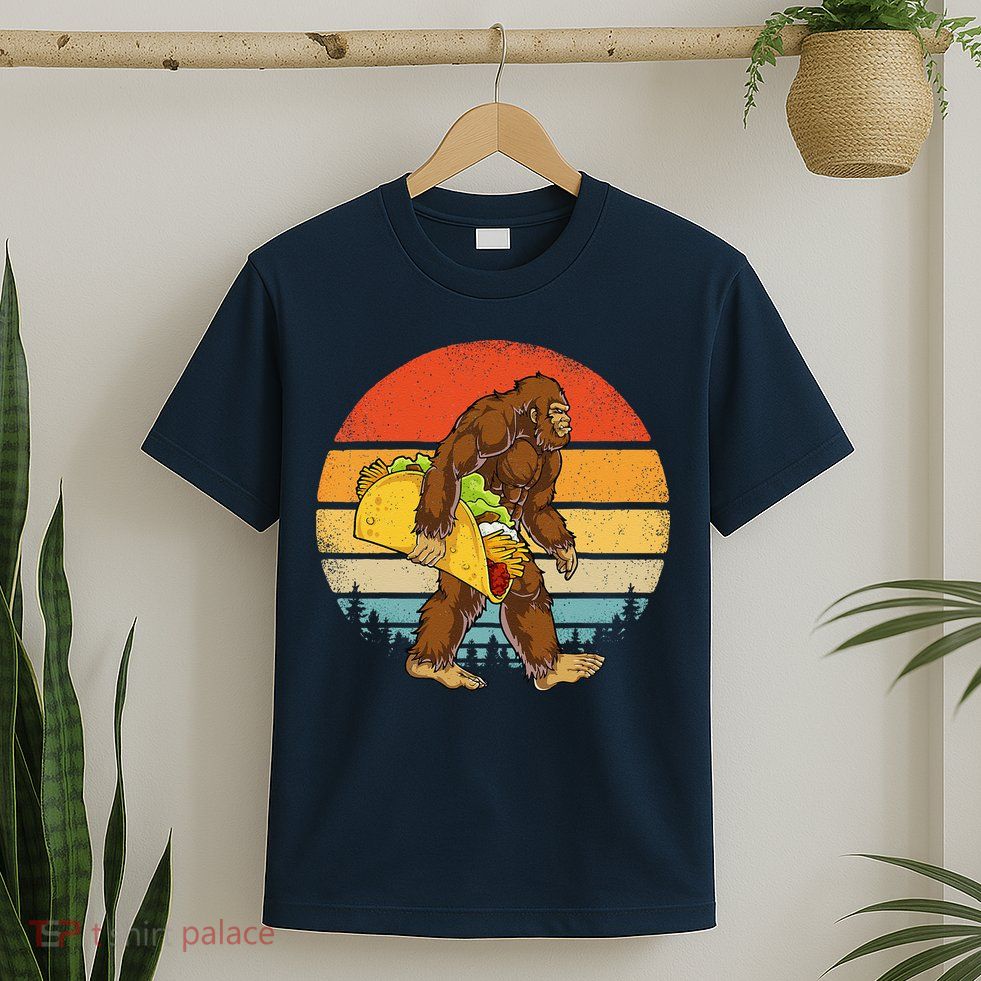 Bigfoot Carrying Taco Funny Cinco De Mayo Sasquatch T-Shirt