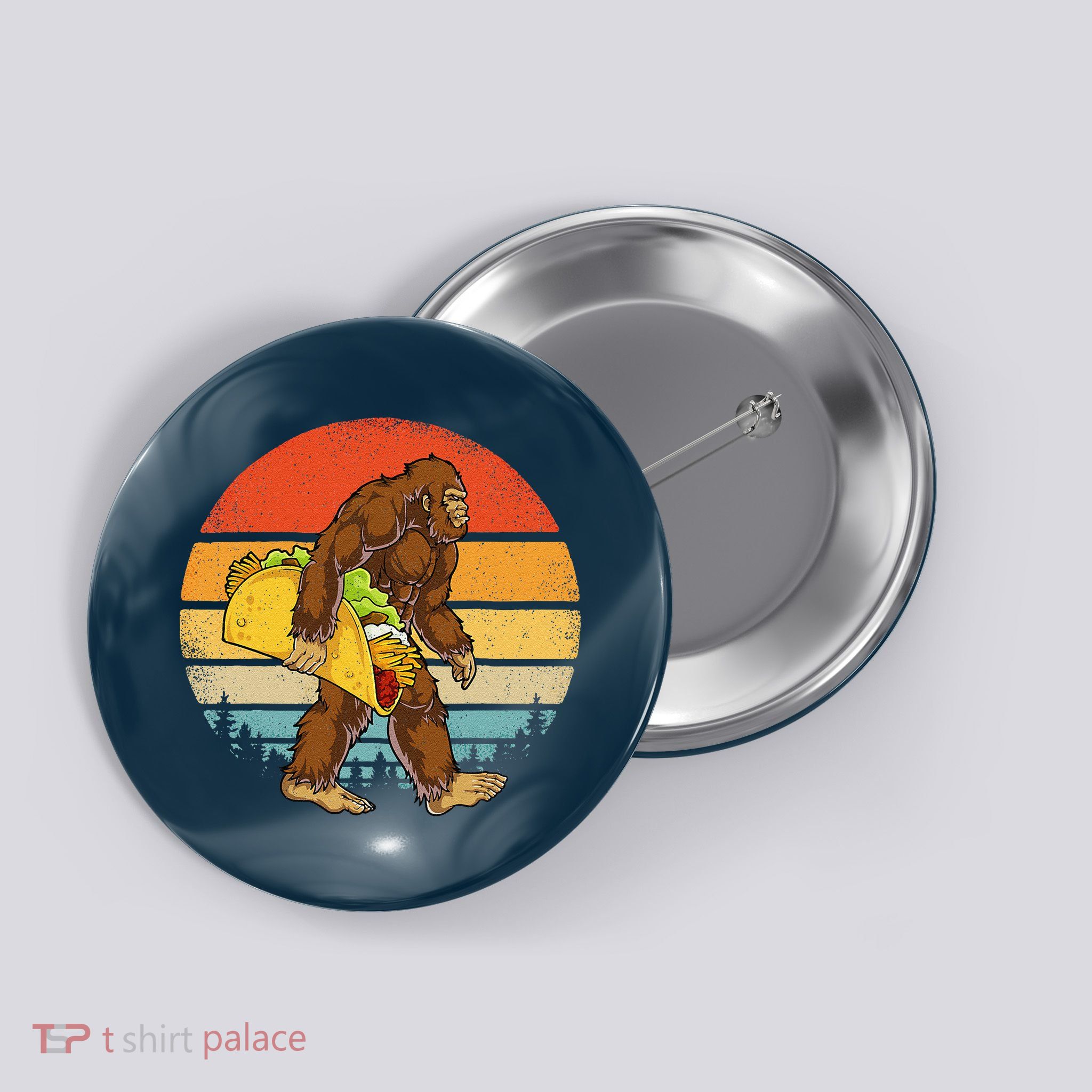 Bigfoot Carrying Taco Funny Cinco De Mayo Sasquatch Button