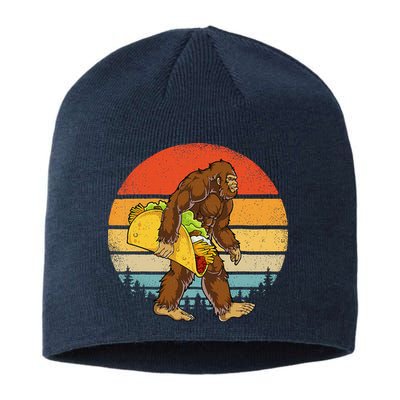 Bigfoot Carrying Taco Funny Cinco De Mayo Sasquatch Sustainable Beanie