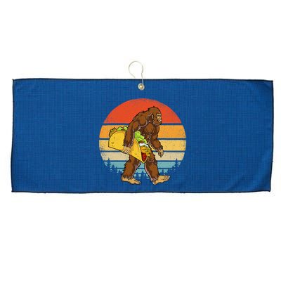 Bigfoot Carrying Taco Funny Cinco De Mayo Sasquatch Large Microfiber Waffle Golf Towel