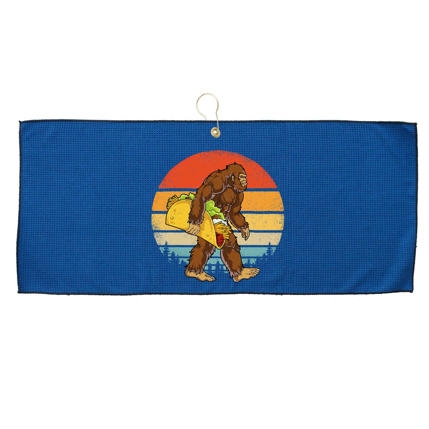 Bigfoot Carrying Taco Funny Cinco De Mayo Sasquatch Large Microfiber Waffle Golf Towel