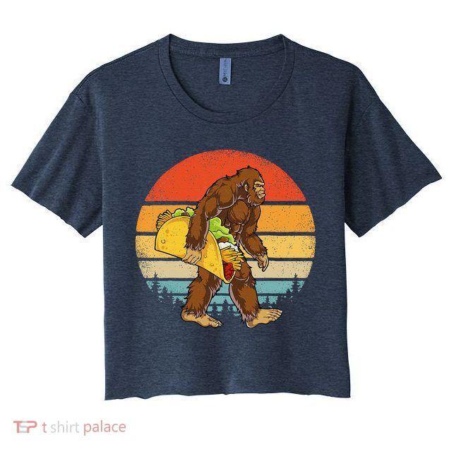 Bigfoot Carrying Taco Funny Cinco De Mayo Sasquatch Crop Top