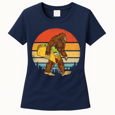 Bigfoot Carrying Taco Funny Cinco De Mayo Sasquatch Womens T-Shirt