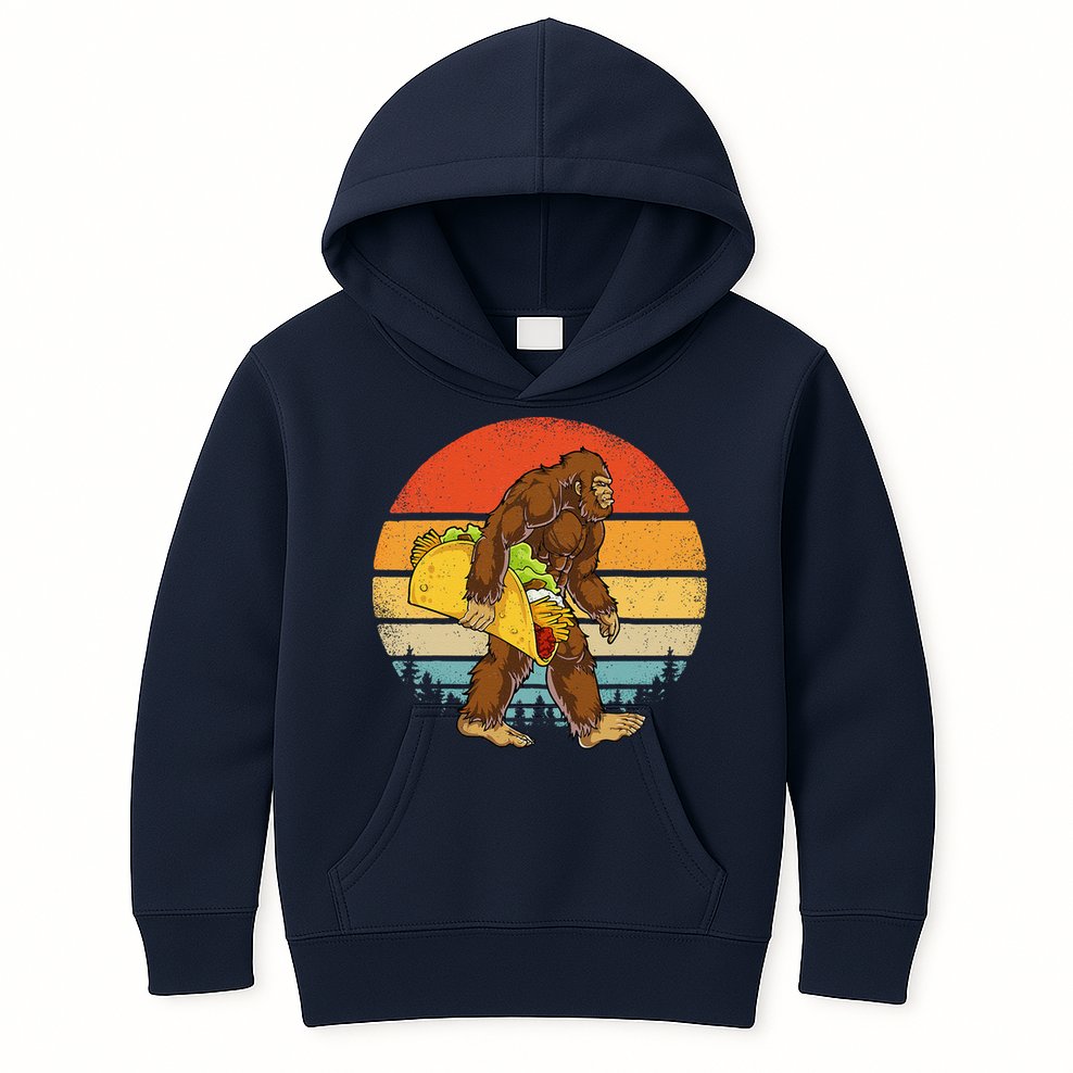 Bigfoot Carrying Taco Funny Cinco De Mayo Sasquatch Kids Hoodie
