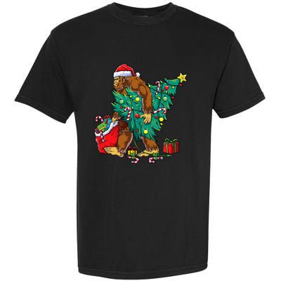 Bigfoot Christmas Tree Lights Xmas Sasquatch Lovers Garment-Dyed Heavyweight T-Shirt