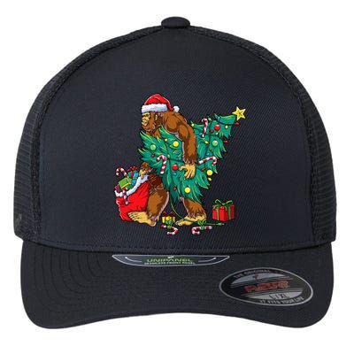 Bigfoot Christmas Tree Lights Xmas Sasquatch Lovers Flexfit Unipanel Trucker Cap