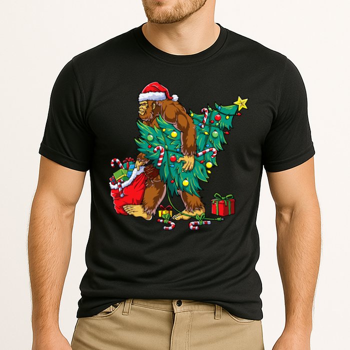 Bigfoot Christmas Tree Lights Xmas Sasquatch Lovers Performance Shirt