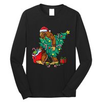 Bigfoot Christmas Tree Lights Xmas Sasquatch Lovers Long Sleeve Shirt